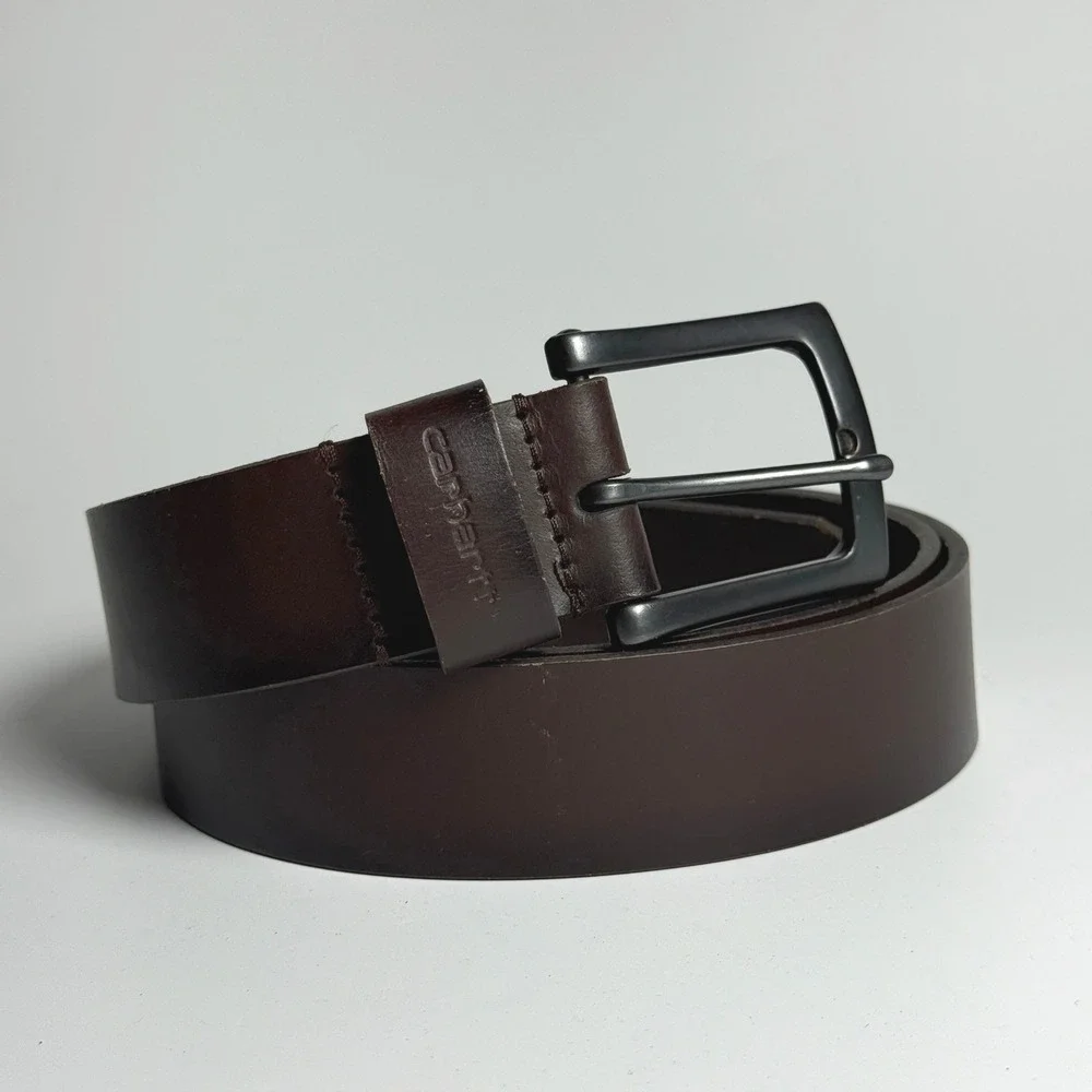 Carhartt Mens 50 Brown‎ Full Grain Leather Work Belt WB5510-M Gunmetal Buckle